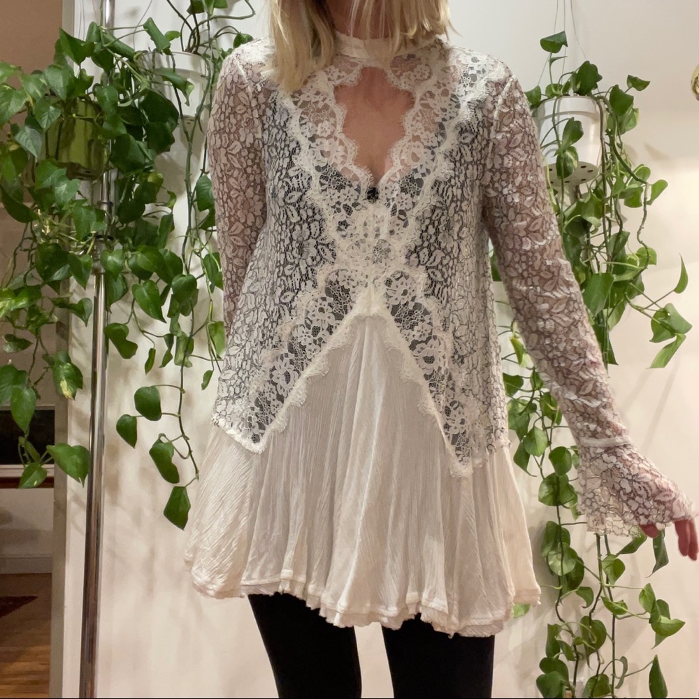 Free People romantic lace tunic top